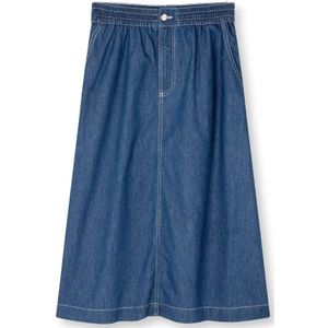 Mads Nørgaard, Air Denim A-lijn Rok Mid Blue Blauw, Dames, Maat:XS