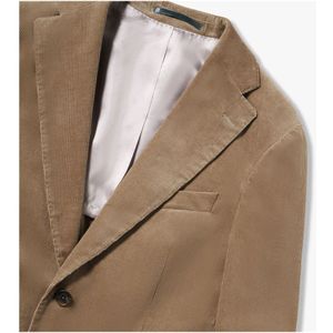 Brooks Brothers, Jassen, Heren, Beige, S, Katoen, Khaki Slim Fit Stretch Katoenen Corduroy Blazer