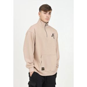 New Era, Sweatshirts & Hoodies, Heren, Beige, M, Katoen, Beige Lifestyle Half-Zip Sweater