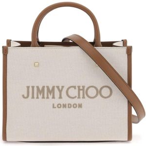 Jimmy Choo, Tassen, Dames, Veelkleurig, ONE Size, Katoen, Kleine Avenue Tote tas met studs en geborduurd logo