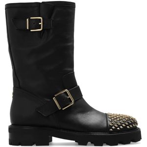 Jimmy Choo, Biker II studs enkellaarzen Zwart, Dames, Maat:36 EU