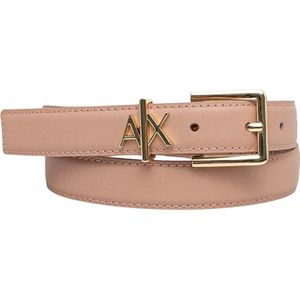 Armani Exchange, Accessoires, Dames, Roze, 95 CM, Leer, Roze Leren Riem met Gouden Logo