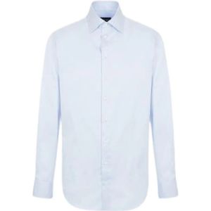 Emporio Armani, Heren Poplin Semi-Franse Kraag Overhemd Blauw, Heren, Maat:5XL