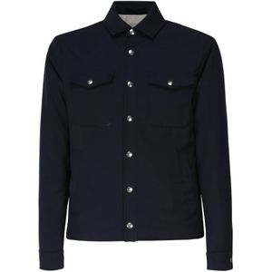 Eleventy, Blauwe Denim Jas Knoopsluiting Italië Blauw, Heren, Maat:L