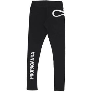 Propaganda, Broeken, Dames, Zwart, M, Zwarte Logo Leggings Dames Strakke Pasvorm