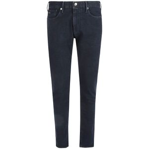 Emporio Armani, Blauwe Bull Denim Slim Fit Broek Blauw, Heren, Maat:W33