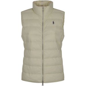 Polo Ralph Lauren, Jassen, Dames, Beige, L, Leer, Geïsoleerd vest voor mannen