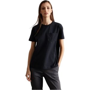 Brunello Cucinelli, Glanzende Schaduw Zak T-Shirt Zwart, Dames, Maat:M