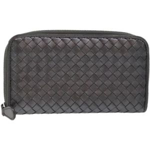 Bottega Veneta Vintage, Tweedehands leren portemonnees Grijs, Dames, Maat:ONE Size