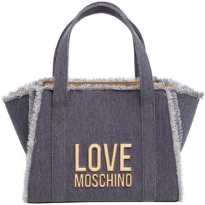 Love Moschino, Tassen, Dames, Paars, ONE Size, Katoen, Logo Handtas met Verstelbare Band