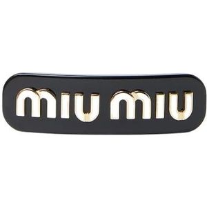 Miu Miu, Gouden Logo Haarklem Zwart, Dames, Maat:ONE Size