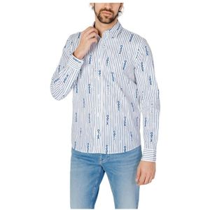 Hugo Boss, Overhemden, Heren, Blauw, XL, Katoen, Casual Shirts