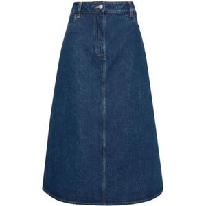 Studio Nicholson, Indigo Blauwe Gerecyclede Denim Rok Blauw, Dames, Maat:S