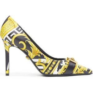 Versace Pre-owned, Pre-owned, Dames, Geel, 40 EU, Leer, Tweedehands leren hakken