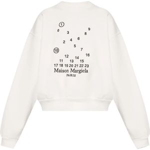 Maison Margiela, Sweatshirts & Hoodies, Dames, Wit, L, Katoen, Sweatshirt met logo