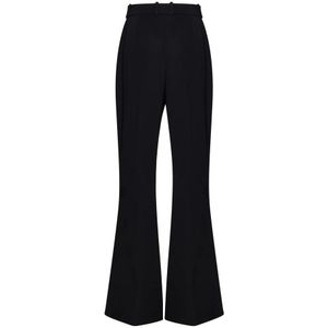 Balmain, Broeken, Dames, Zwart, M, Wol, Zwarte Wol Hoge Taille Flare Broek