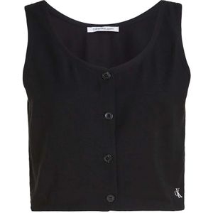 Calvin Klein Jeans, Tops, Dames, Zwart, S, Polyester, Mouwloze Button-Down Overhemden
