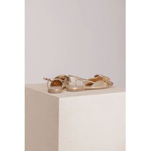 Kennel & Schmenger, Schoenen, Dames, Geel, 38 EU, Leer, Gouden Slingback Ballerina Schoenen met Decoratieve Strik