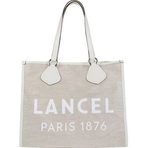 Lancel, Tassen, Dames, Beige, ONE Size, Leer, Zomer Grote Tote Tas in Naturel/Blanc