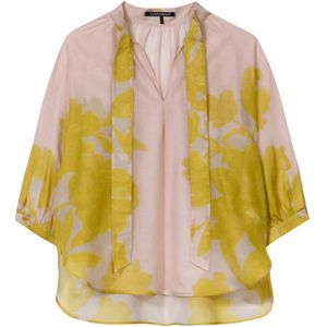 Luisa Cerano, Rode Blossom-Print Kimono Blouse Veelkleurig, Dames, Maat:M