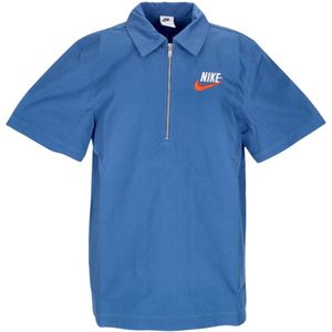 Nike, Tops, Heren, Blauw, S, Katoen, Blauwe Polo Sportkleding Overshirt Trend