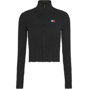 Tommy Hilfiger, Truien, Dames, Zwart, S, Leer, Stijlvolle Zwarte Sweaters