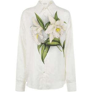 Pierre-Louis Mascia, Blouses & Shirts, Dames, Veelkleurig, S, Multi Printed Silk Twill Overhemd