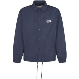 Maison Kitsuné, Logo Coach Jack van Nylon Blauw, Heren, Maat:S