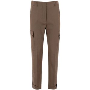 Kiton, Broeken, Dames, Bruin, S, Wol, Luxe Slim-fit Broeken