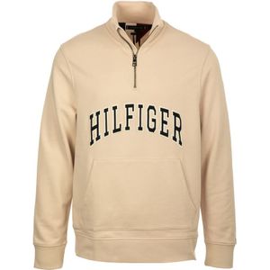 Tommy Hilfiger, Sweatshirts & Hoodies, Heren, Beige, L, Katoen, Witte Half-Zip Sweatshirt