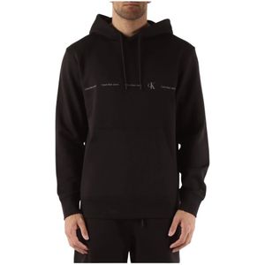 Calvin Klein Jeans, Sweatshirts & Hoodies, Heren, Zwart, S, Katoen, Katoenen hoodie met logoprint