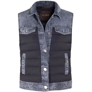 Moorer, Jassen, Heren, Blauw, XS, Denim, Gemarmerde Denim Gewatteerde Donsvest