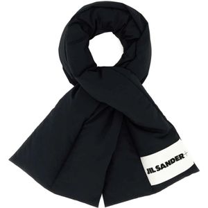 Jil Sander, Zwarte polyester sjaal Zwart, Heren, Maat:ONE Size