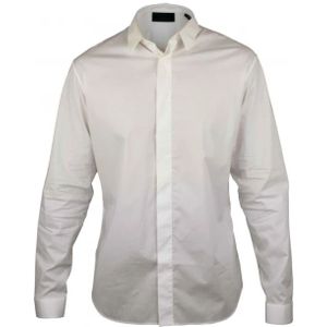 Philipp Plein, Off-white Katoenen Shirt met Verborgen Knopen Wit, Heren, Maat:L