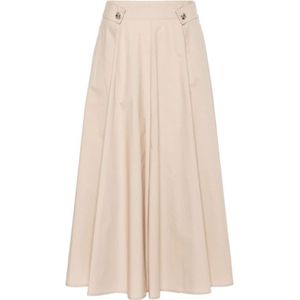 Liu Jo, Rokken, Dames, Beige, M, Katoen, Beige Katoenen Midi Rok