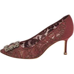 Manolo Blahnik Pre-owned, Pre-owned, Dames, Rood, 36 EU, Pre-owned Lace heels