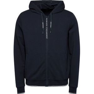 Armani Exchange, Sweatshirts & Hoodies, Heren, Blauw, L, Zip door hoodie met logo