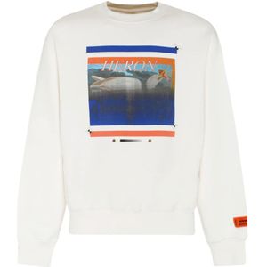 Heron Preston, Sweatshirts & Hoodies, Heren, Wit, XL, Katoen, Misprinted Grafisch Print Sweatshirt