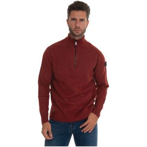 Peuterey, Truien, Heren, Rood, M, Wol, Braille 01 Half Zip Coltrui, Mélange Effect