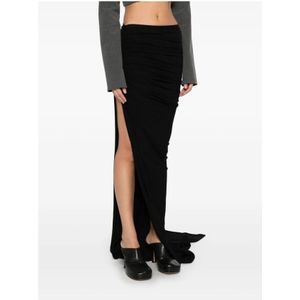 Rick Owens, Rokken, Dames, Zwart, S, Zwarte Gerimpelde Rok Elastische Taille