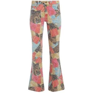 Guess, Gedrukte Flare Denim Broek voor Dames Veelkleurig, Dames, Maat:W25