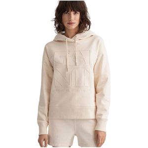 Gant, Sweatshirts & Hoodies, Dames, Beige, S, Katoen, Tone-on-Tone Logo Hoodie