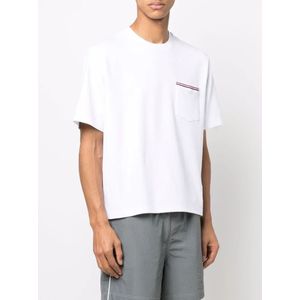 Thom Browne, Tops, Heren, Wit, M, Katoen, Witte Oversized Zak Tee T-shirts Polos