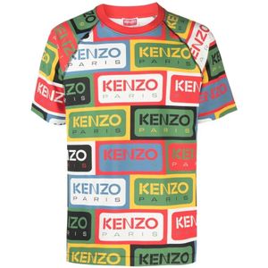 Kenzo, Tops, Heren, Rood, M, Stijlvolle Rode T-shirt of Polo met KZO Labels