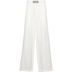 Louis Gabriel Nouchi, Witte Jacquard Verfspatten Wijde Pijp Broek Wit, Heren, Maat:L