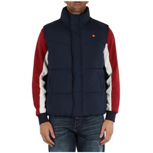 Ellesse, Jassen, Heren, Blauw, 2Xl, Polyester, Gewatteerd mouwloos jack met voorlogo-patch