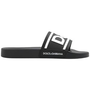Dolce & Gabbana, Schoenen, Heren, Zwart, 41 EU, Slides met logo