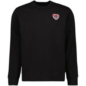 Moncler, Sweatshirts & Hoodies, Heren, Zwart, L, Katoen, Hart Logo Sweatshirt