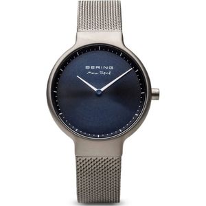 Bering, Dames Blauw Stalen Quartz Horloge Grijs, Dames, Maat:ONE Size