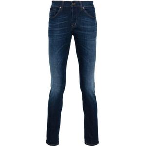 Dondup, Indigo Blauwe Skinny Jeans Blauw, Heren, Maat:W30